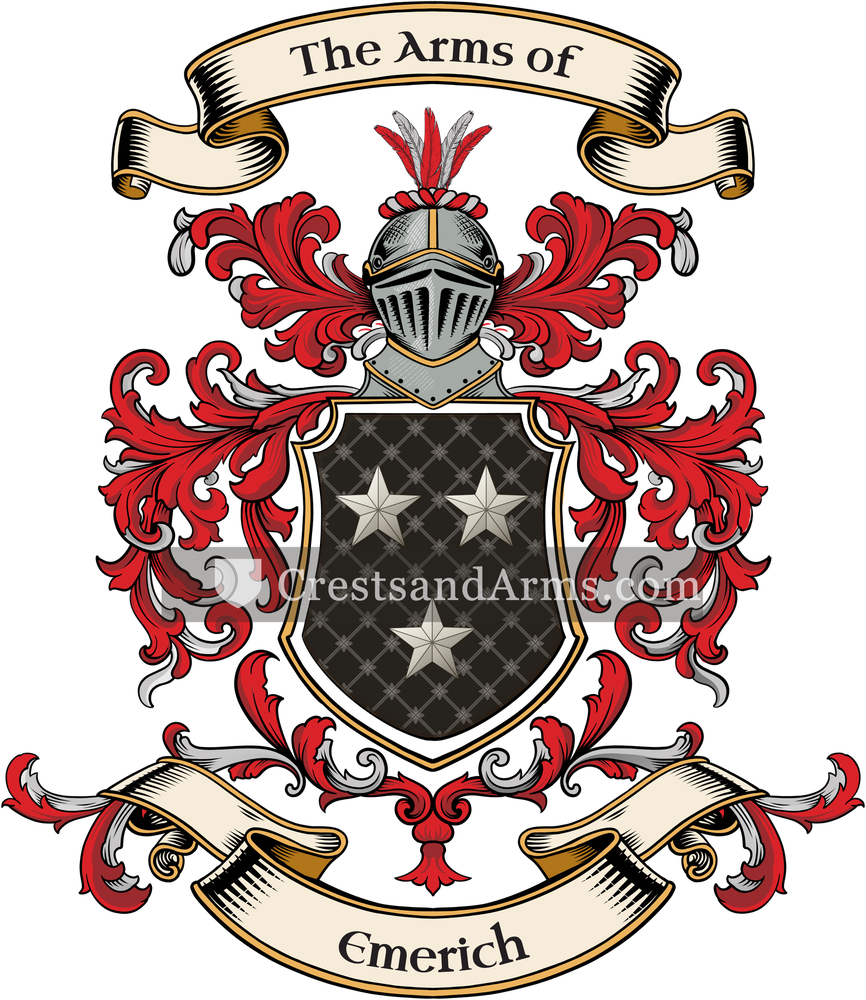 The Emerich coat of arms, drawn from the recorded blazon