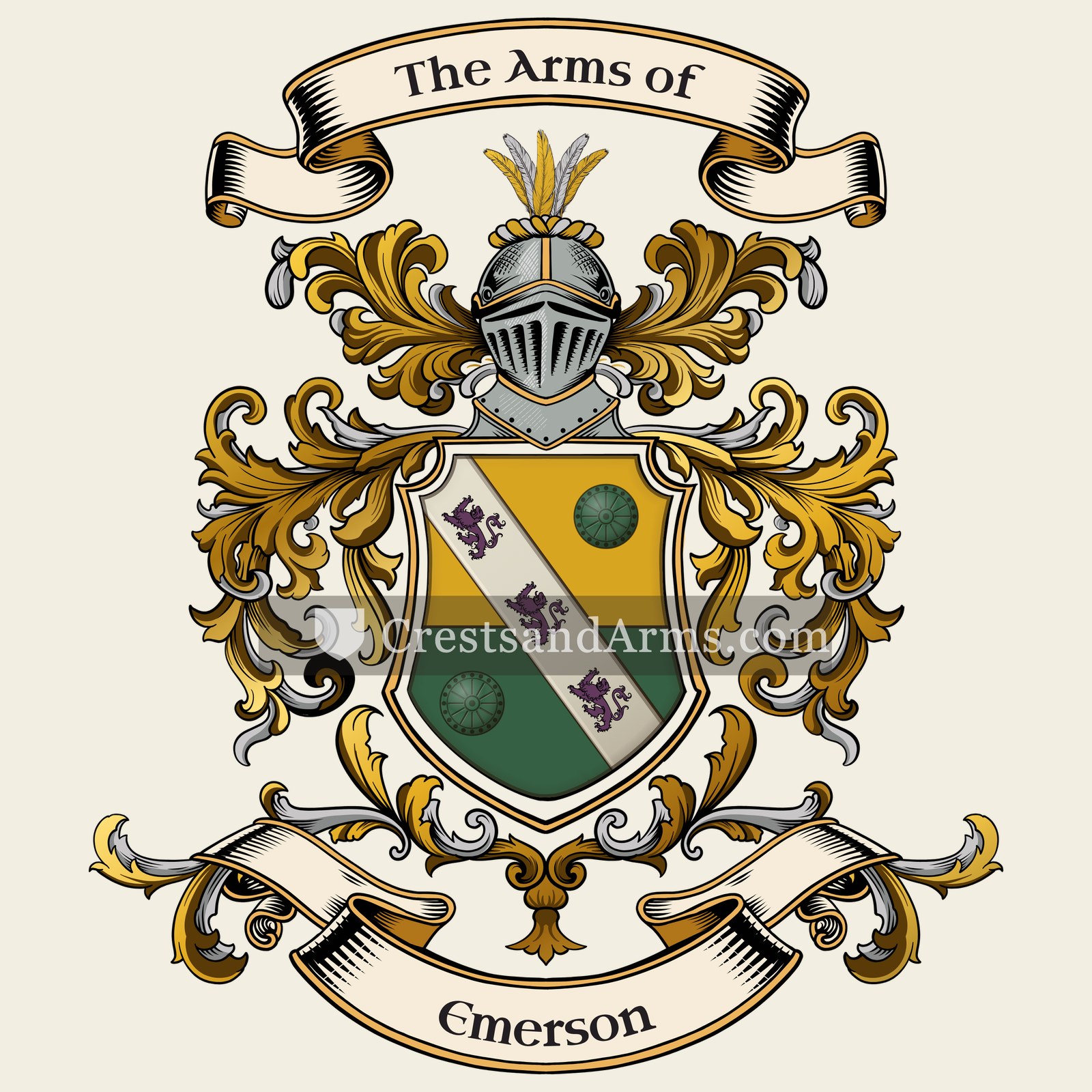The Emerson coat of arms, drawn from the recorded blazon