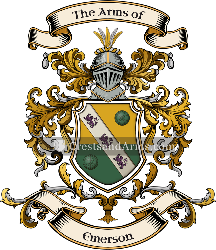 The Emerson coat of arms, drawn from the recorded blazon