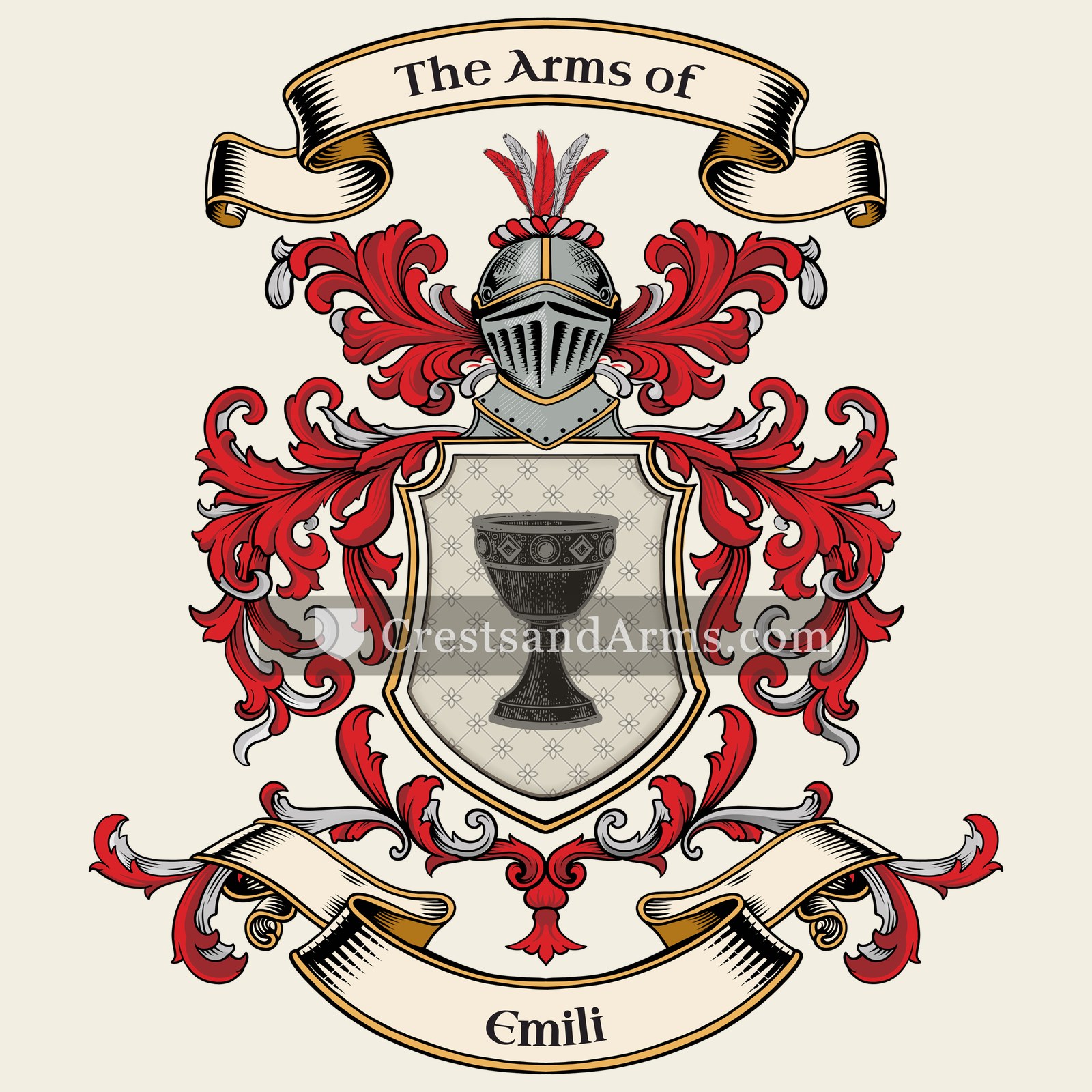 The Emili coat of arms, drawn from the recorded blazon