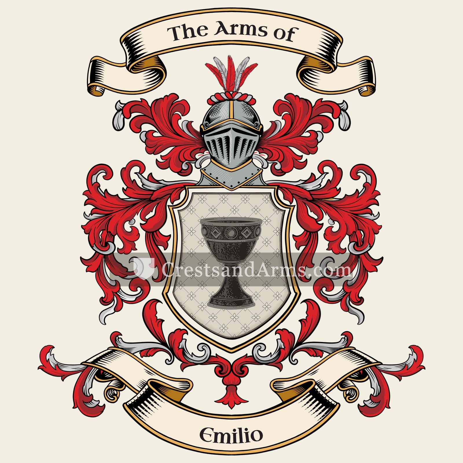 The Emilio coat of arms, drawn from the recorded blazon