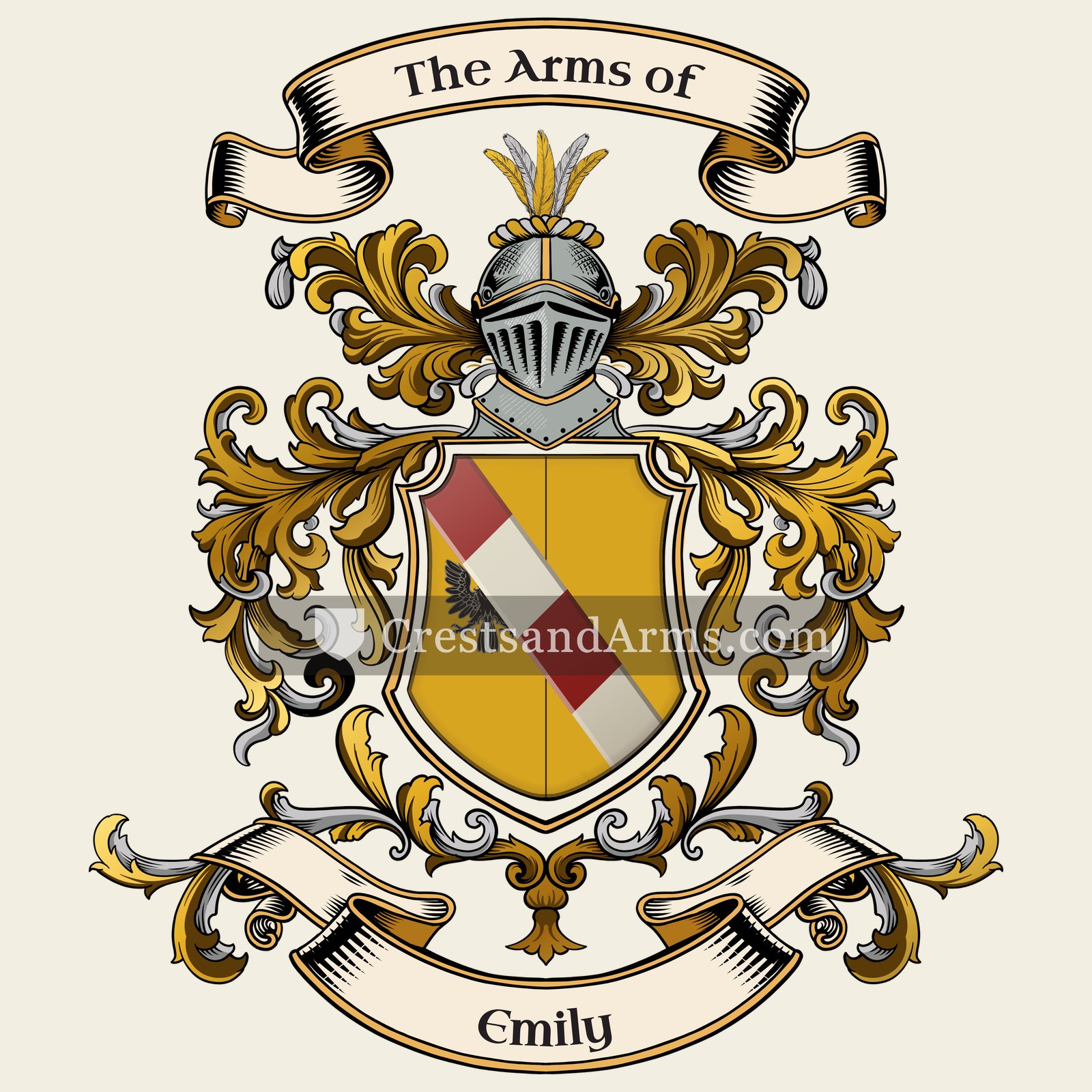 The Emily coat of arms, drawn from the recorded blazon