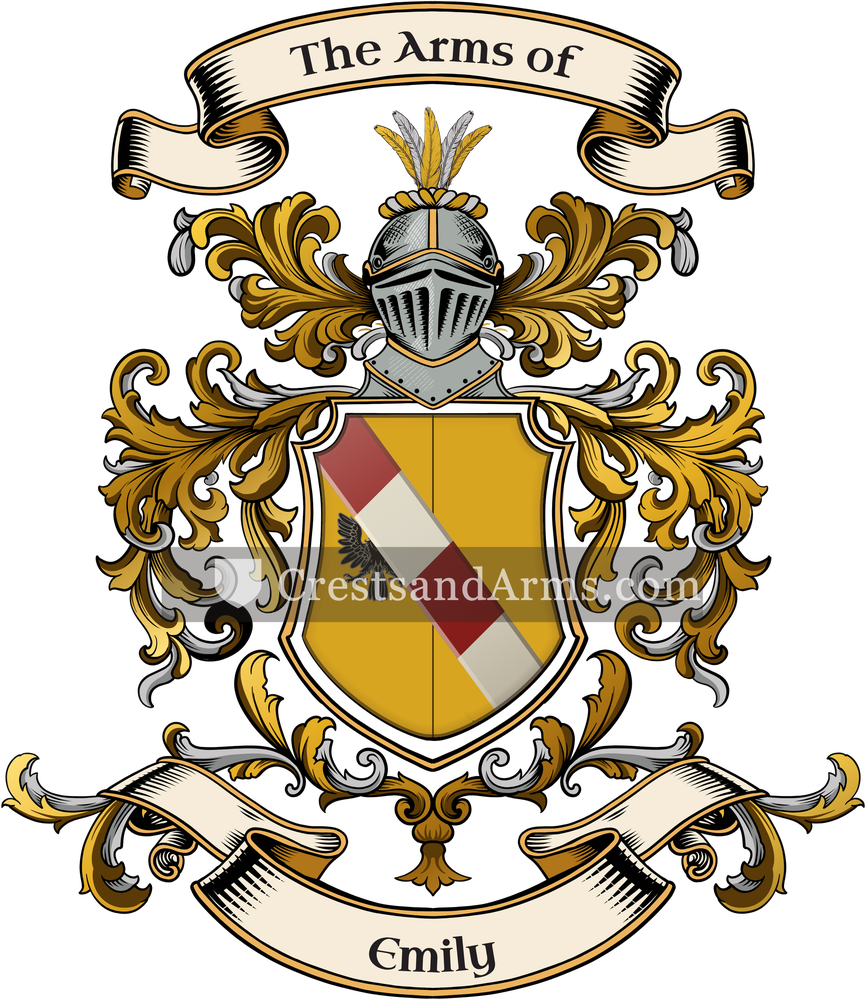 The Emily coat of arms, drawn from the recorded blazon