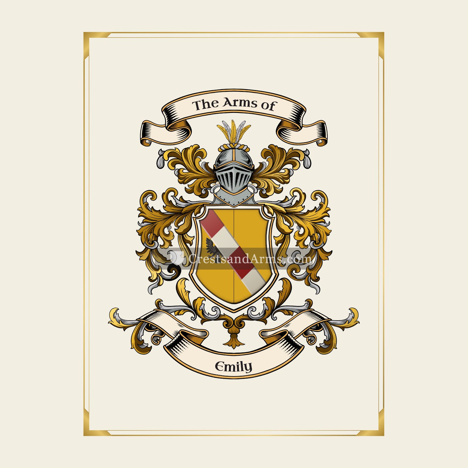 With gold border