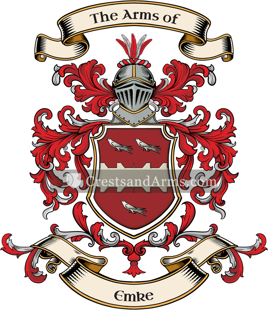 The Emke coat of arms, drawn from the recorded blazon