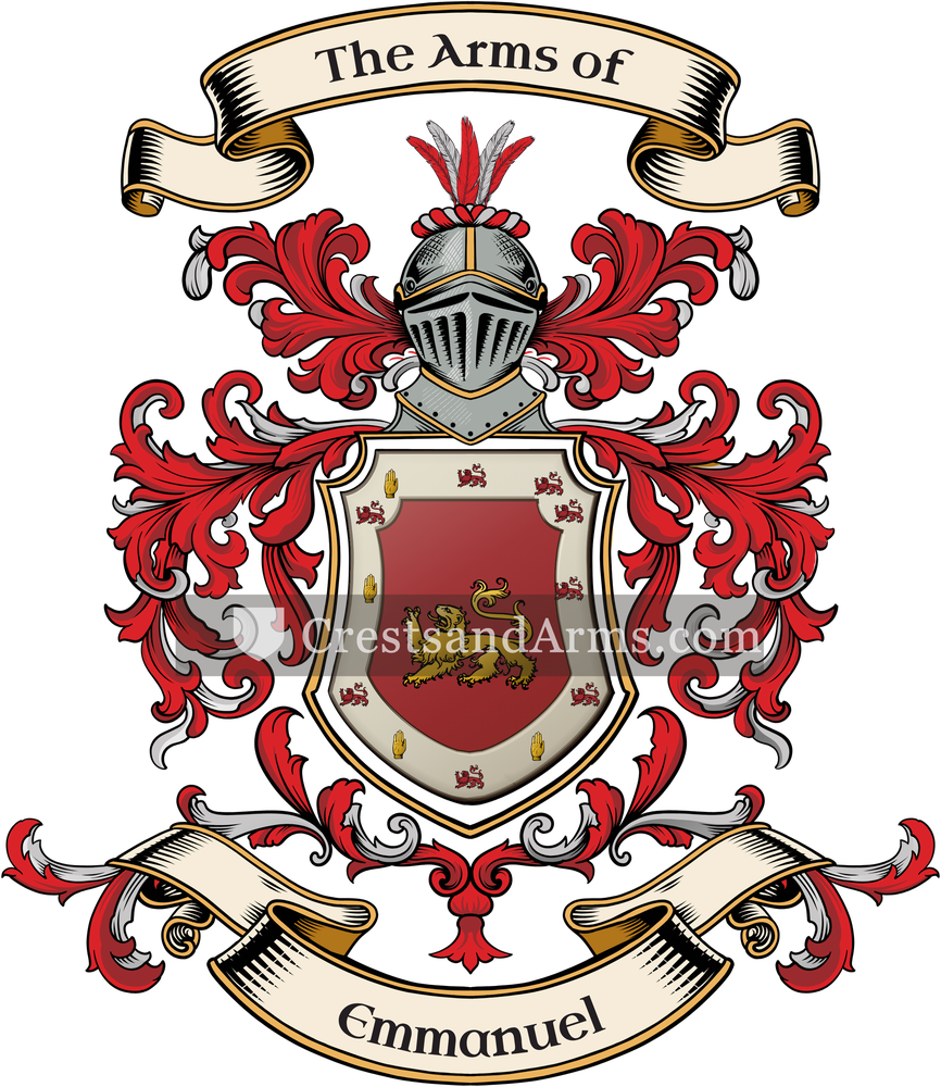 The Emmanuel coat of arms, drawn from the recorded blazon