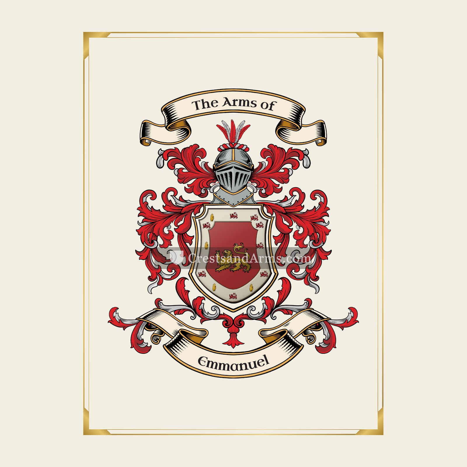 With gold border