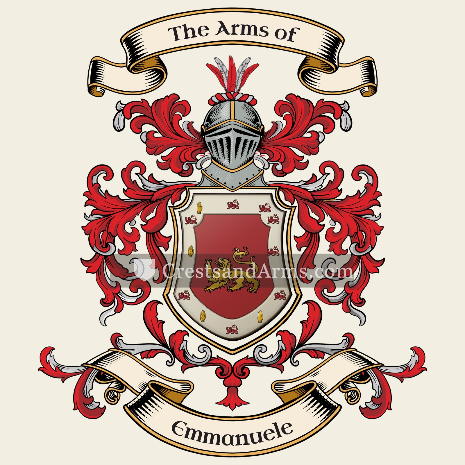 The Emmanuele coat of arms, drawn from the recorded blazon