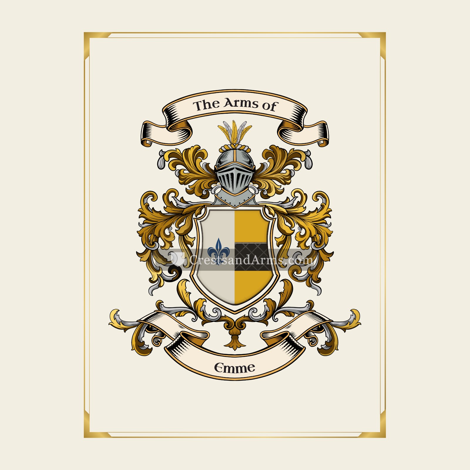 With gold border
