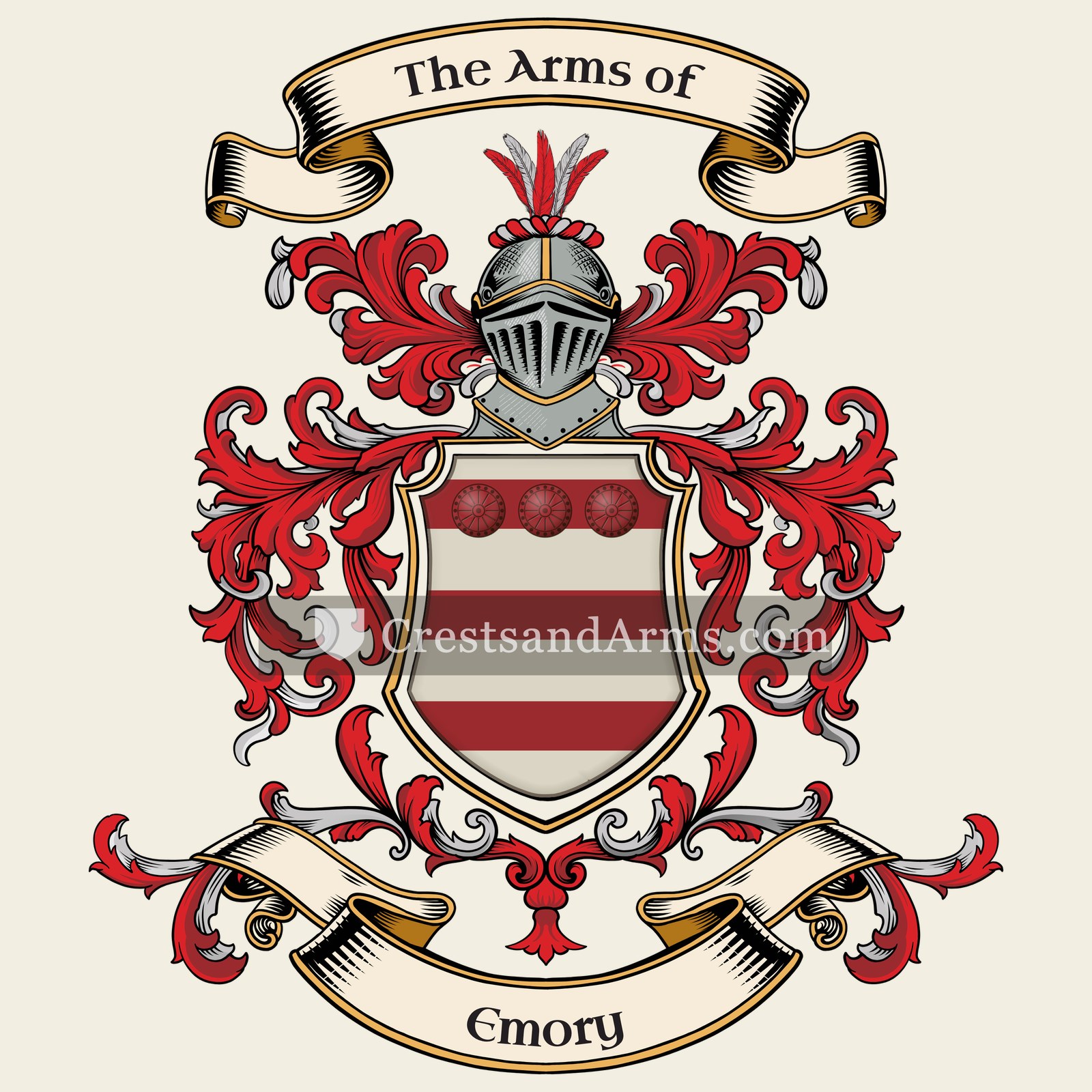 The Emory coat of arms, drawn from the recorded blazon