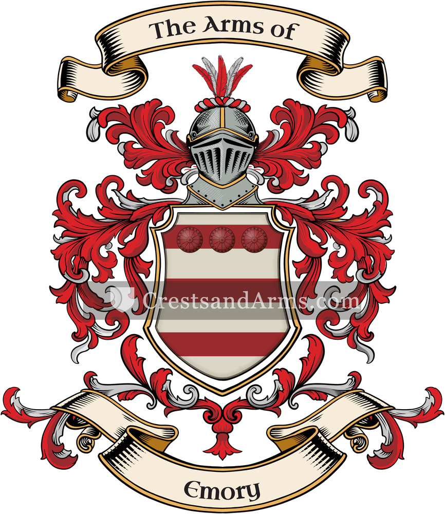 The Emory coat of arms, drawn from the recorded blazon