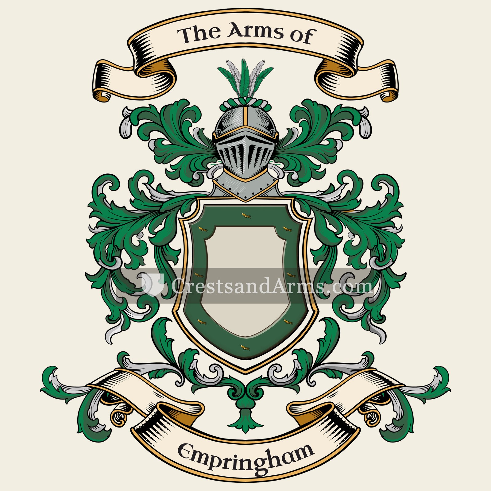 The Empringham coat of arms, drawn from the recorded blazon
