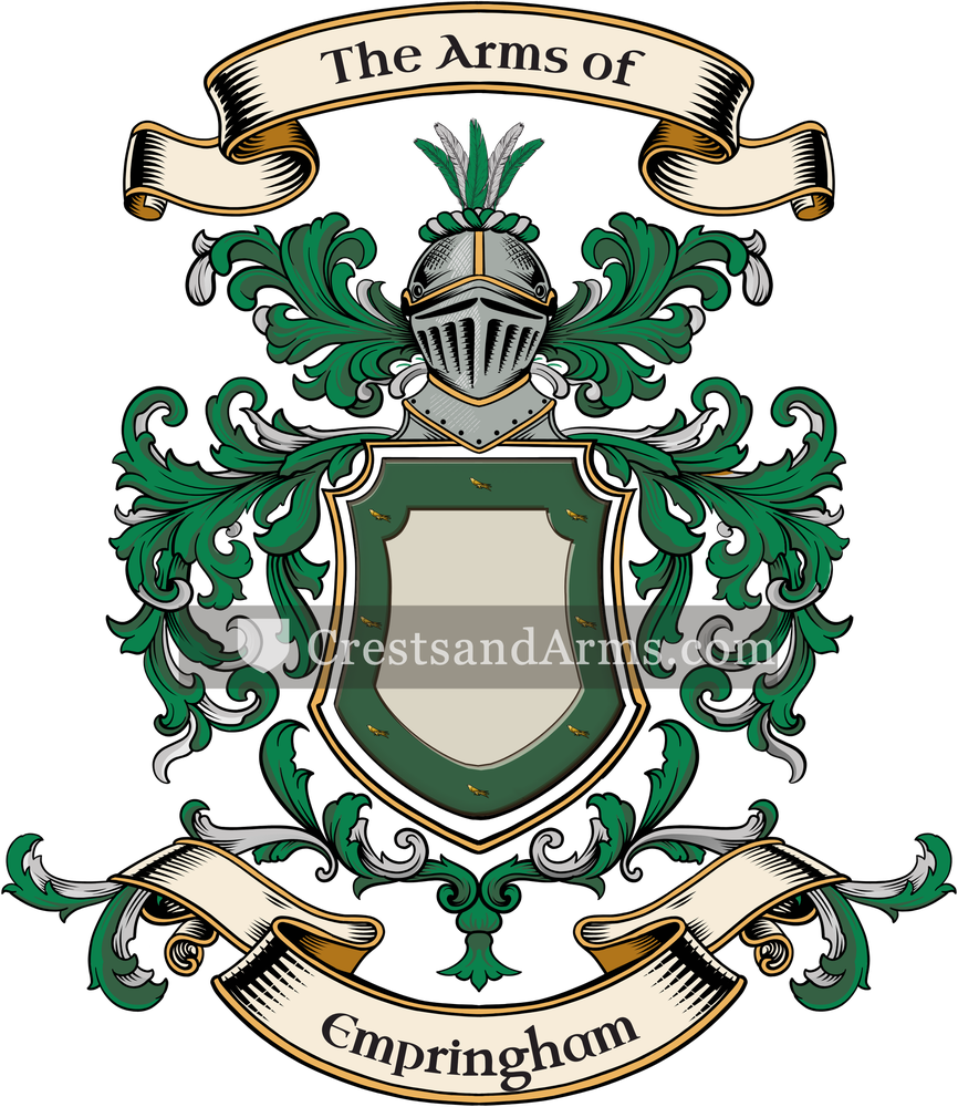 The Empringham coat of arms, drawn from the recorded blazon