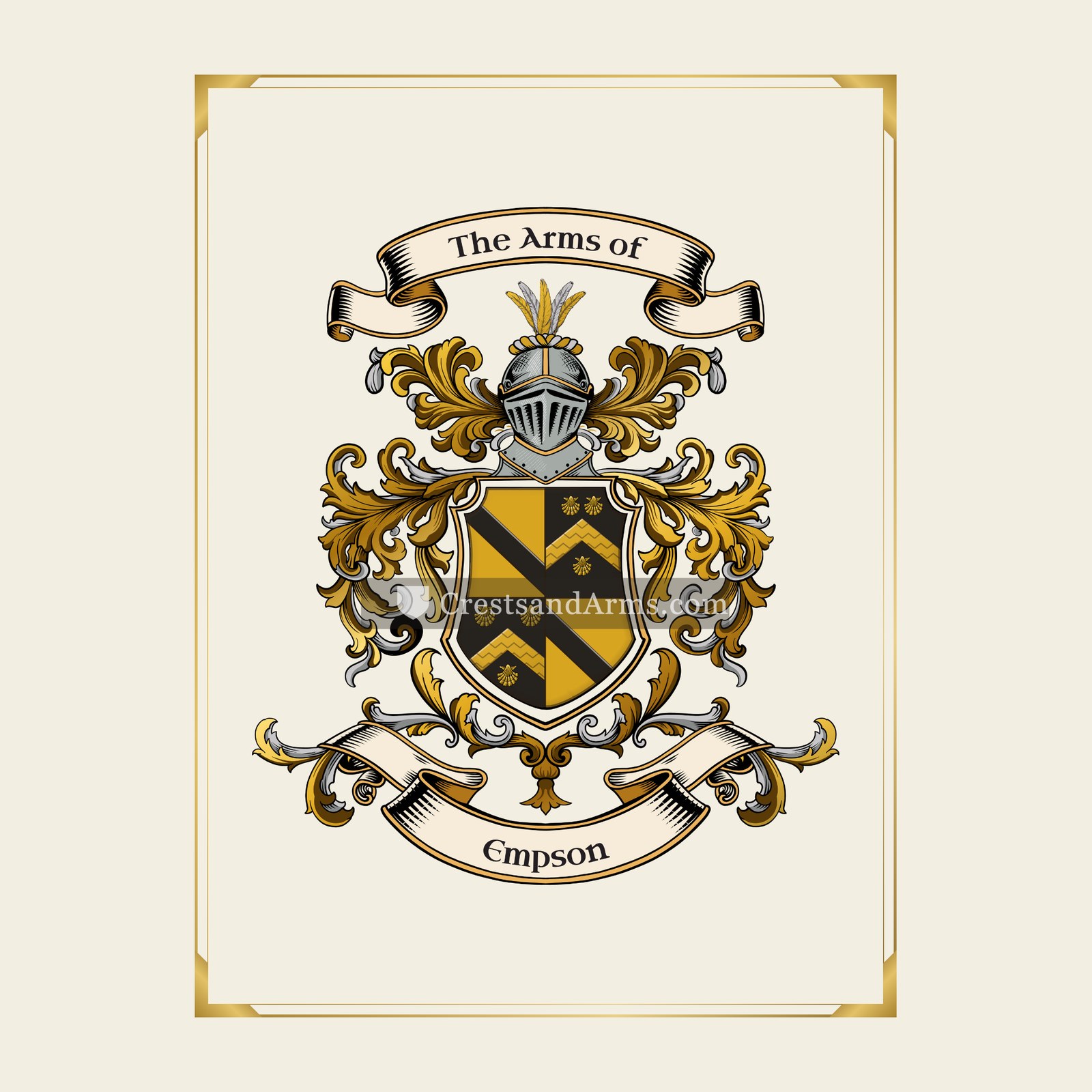 With gold border