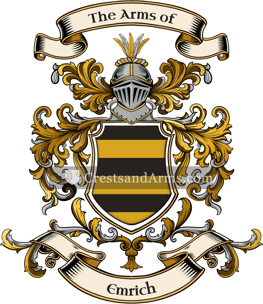 The Emrich coat of arms, drawn from the recorded blazon