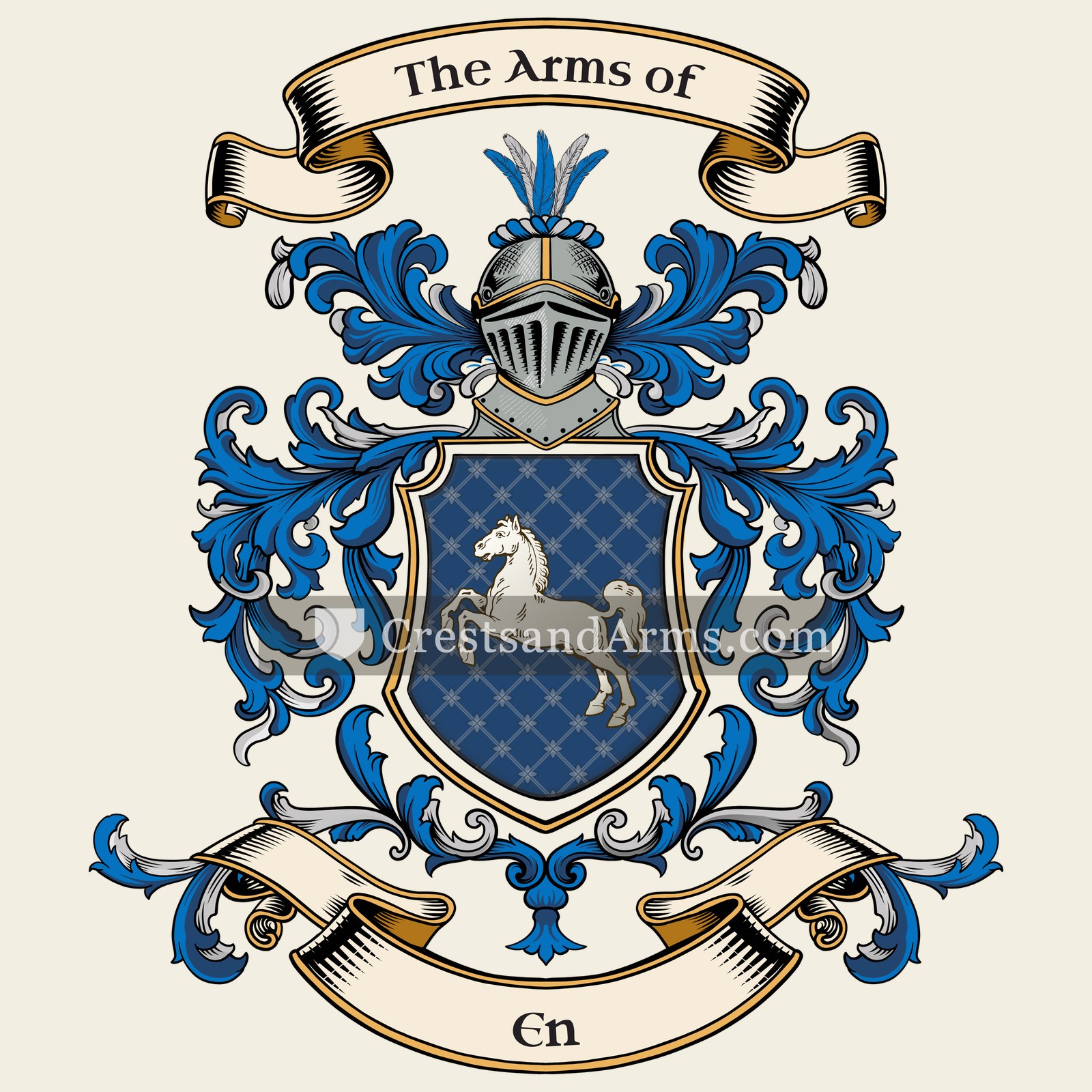 The En coat of arms, drawn from the recorded blazon