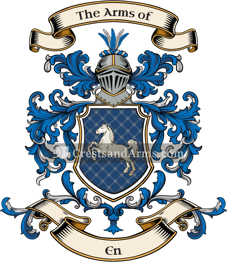 The En coat of arms, drawn from the recorded blazon