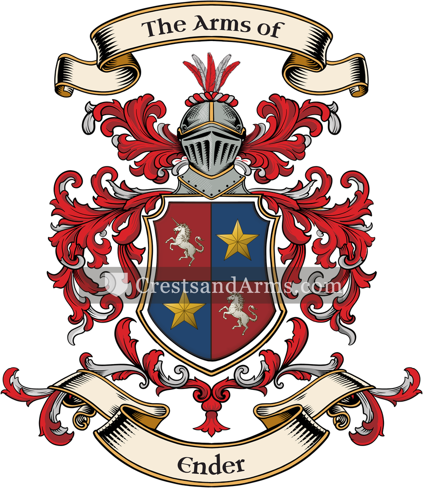 The Ender coat of arms, drawn from the recorded blazon