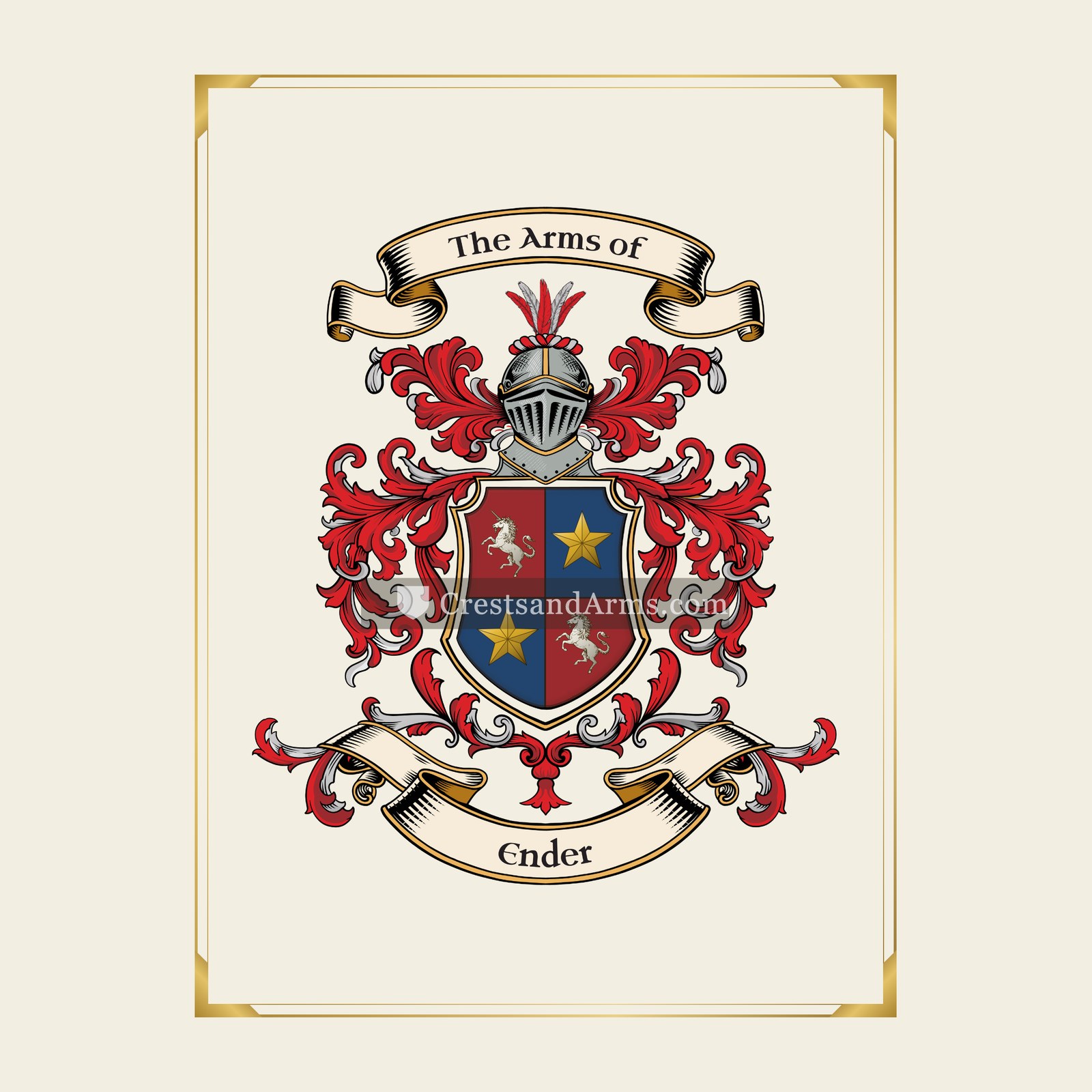 With gold border