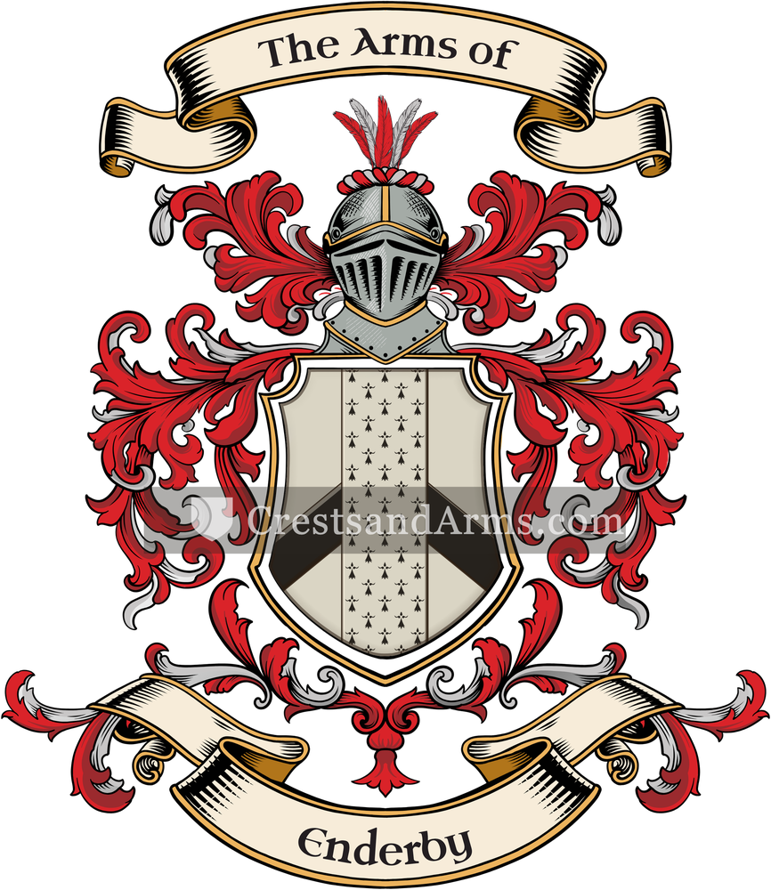 The Enderby coat of arms, drawn from the recorded blazon
