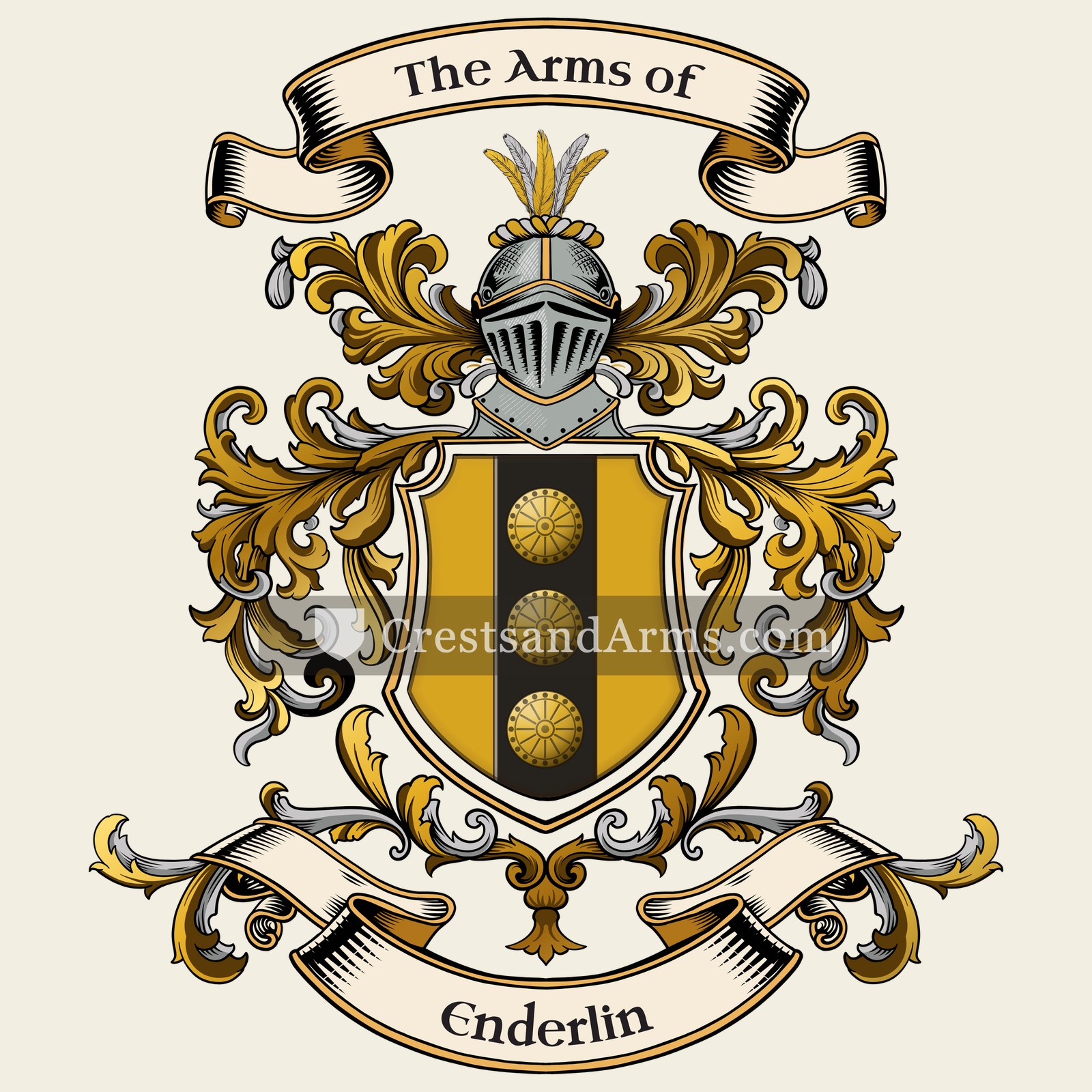 The Enderlin coat of arms, drawn from the recorded blazon