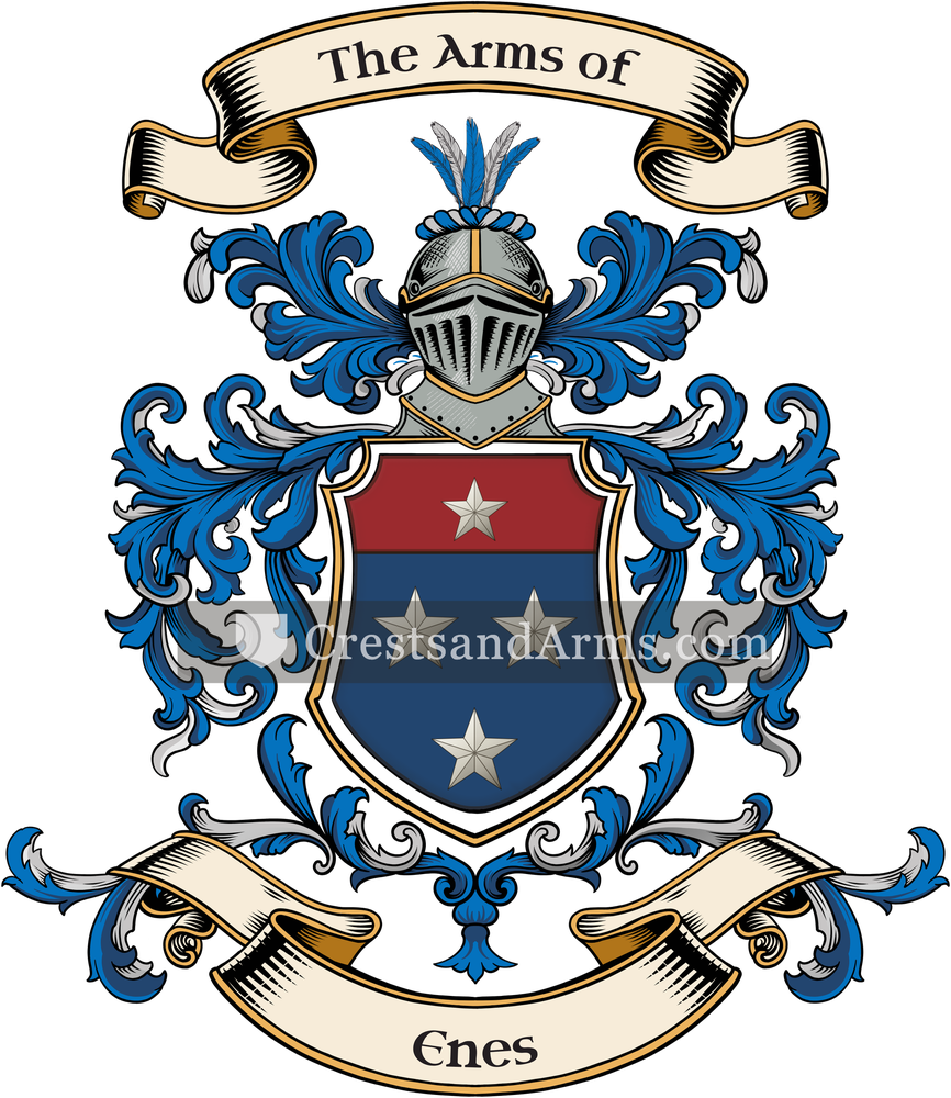 The Enes coat of arms, drawn from the recorded blazon