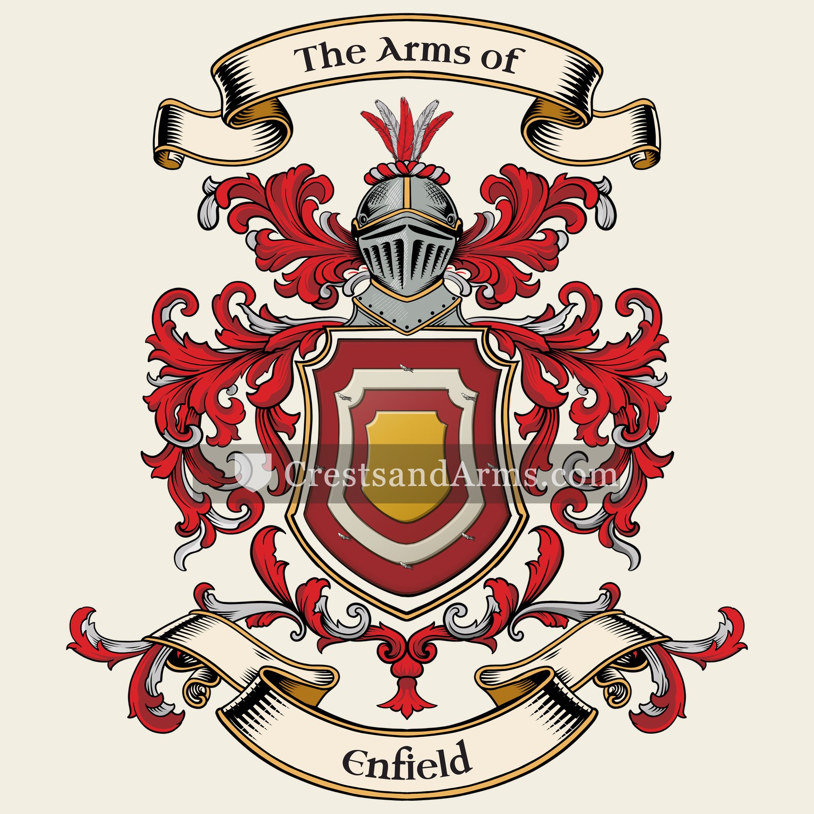 The Enfield coat of arms, drawn from the recorded blazon