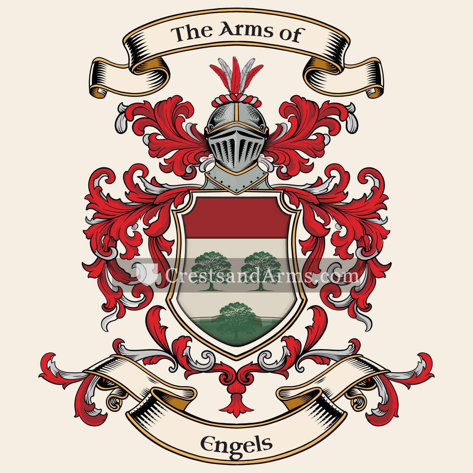 The Engels coat of arms, drawn from the recorded blazon
