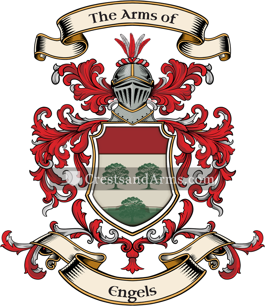 The Engels coat of arms, drawn from the recorded blazon