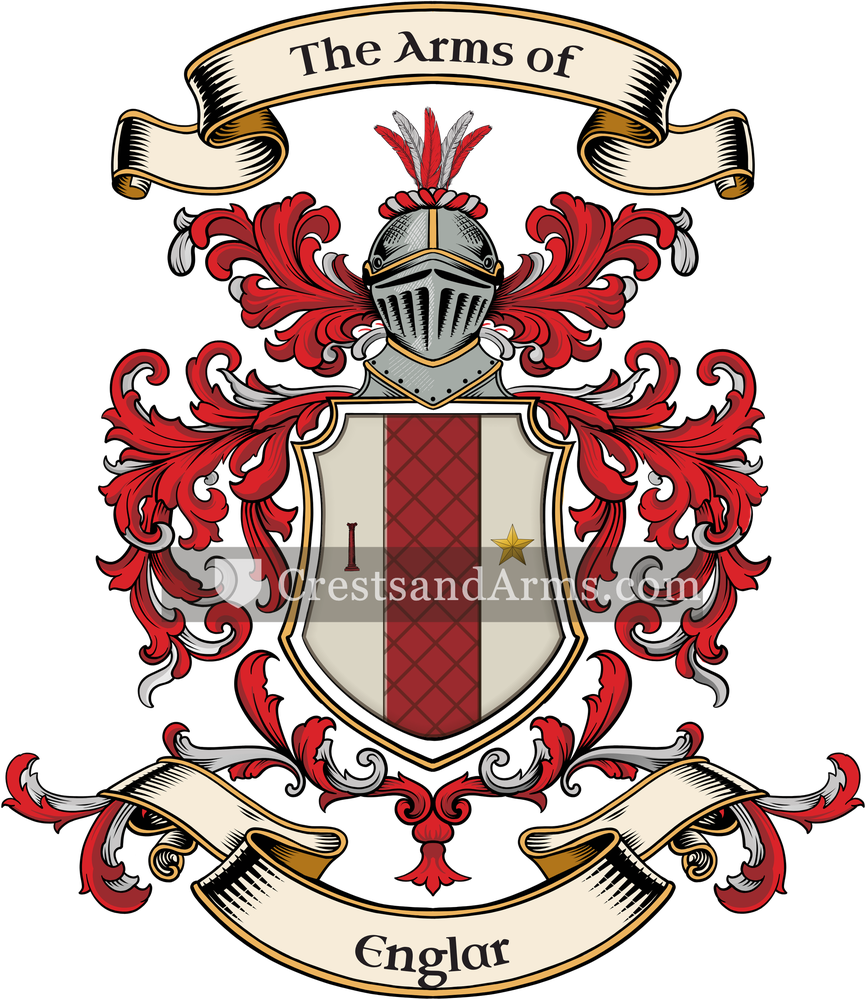 The Englar coat of arms, drawn from the recorded blazon