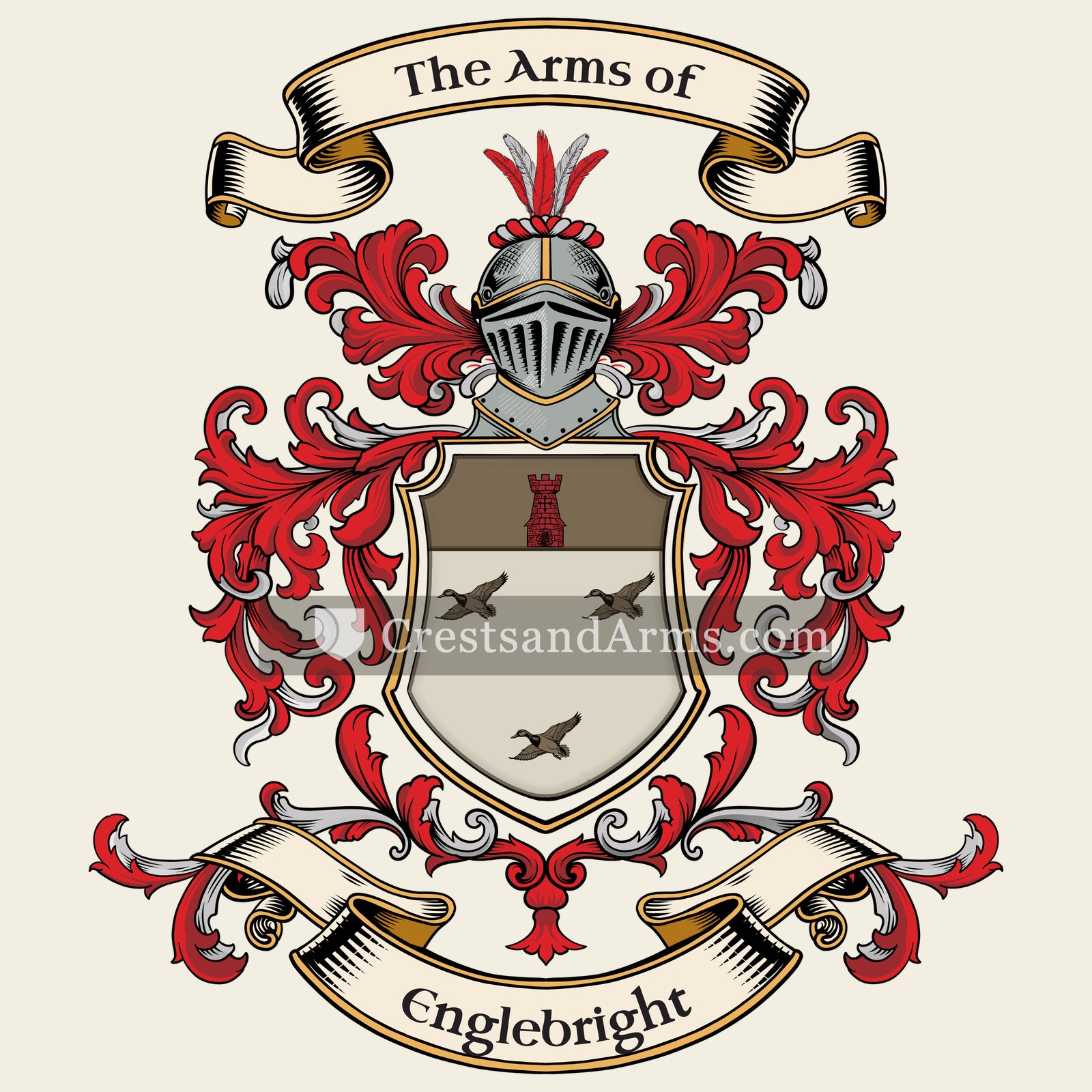 The Englebright coat of arms, drawn from the recorded blazon