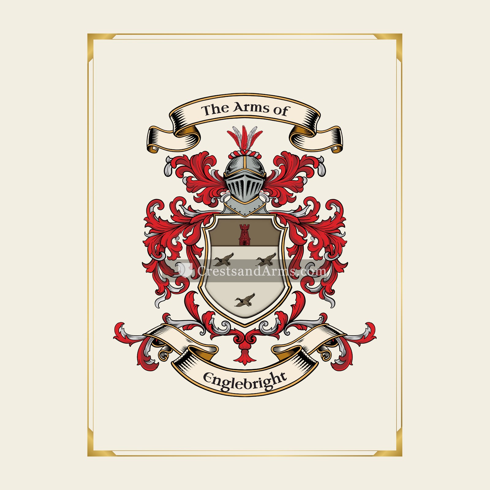 With gold border