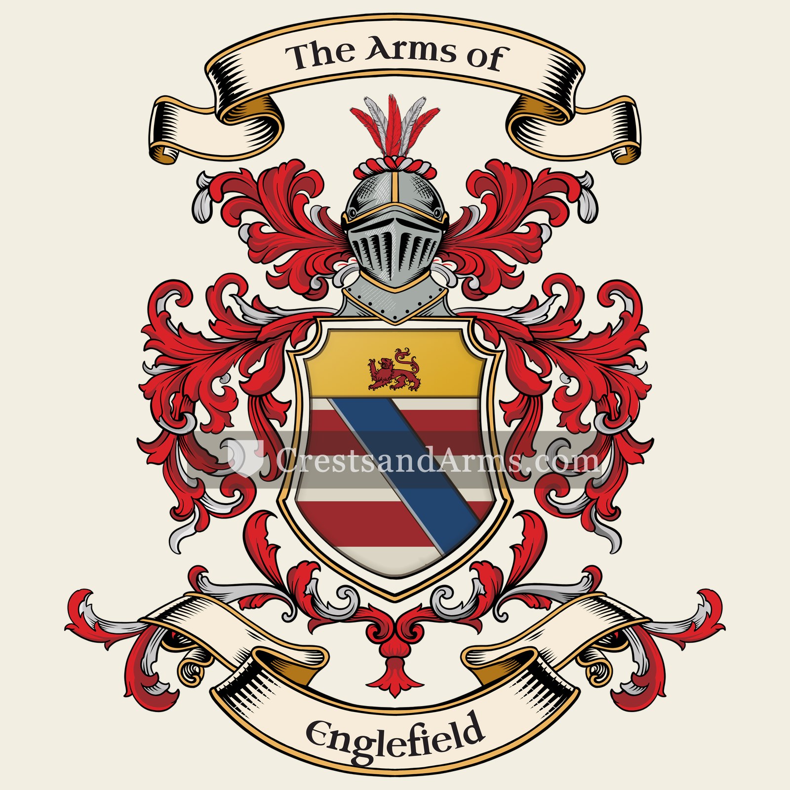 The Englefield coat of arms, drawn from the recorded blazon