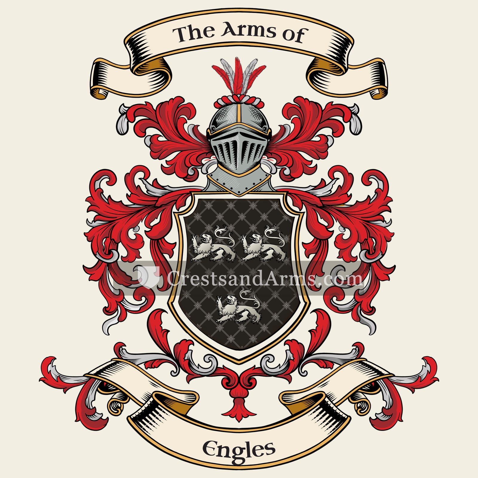 The Engles coat of arms, drawn from the recorded blazon