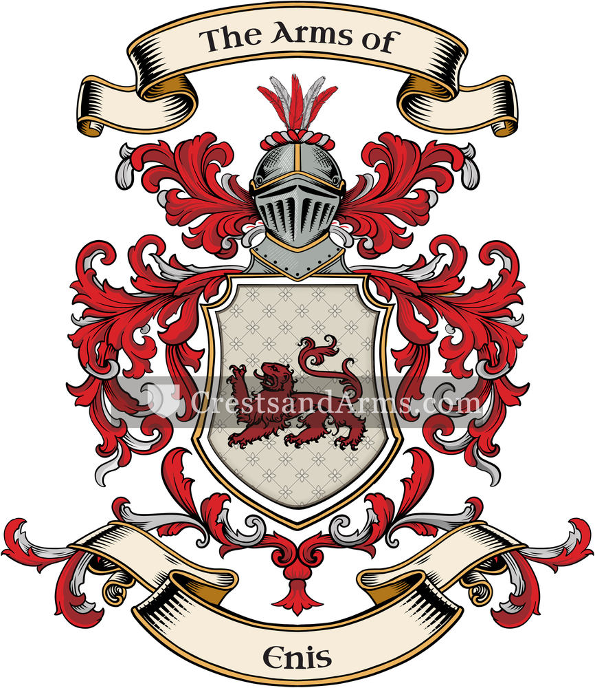 The Enis coat of arms, drawn from the recorded blazon