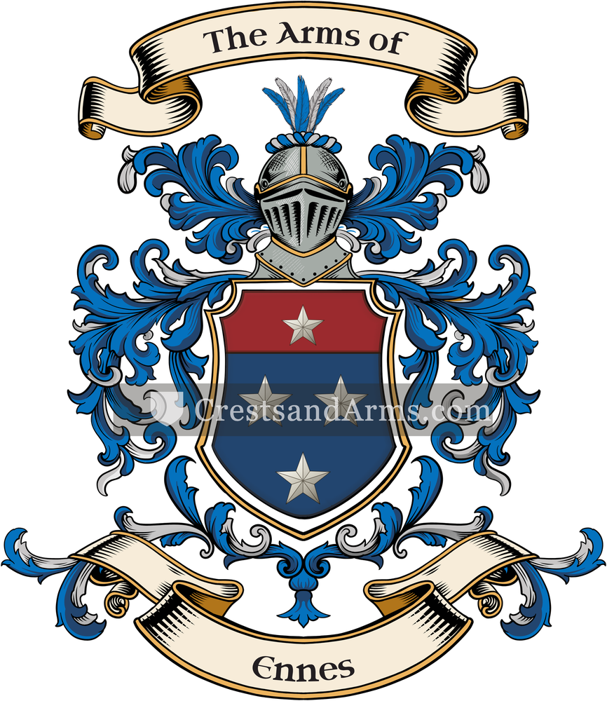 The Ennes coat of arms, drawn from the recorded blazon