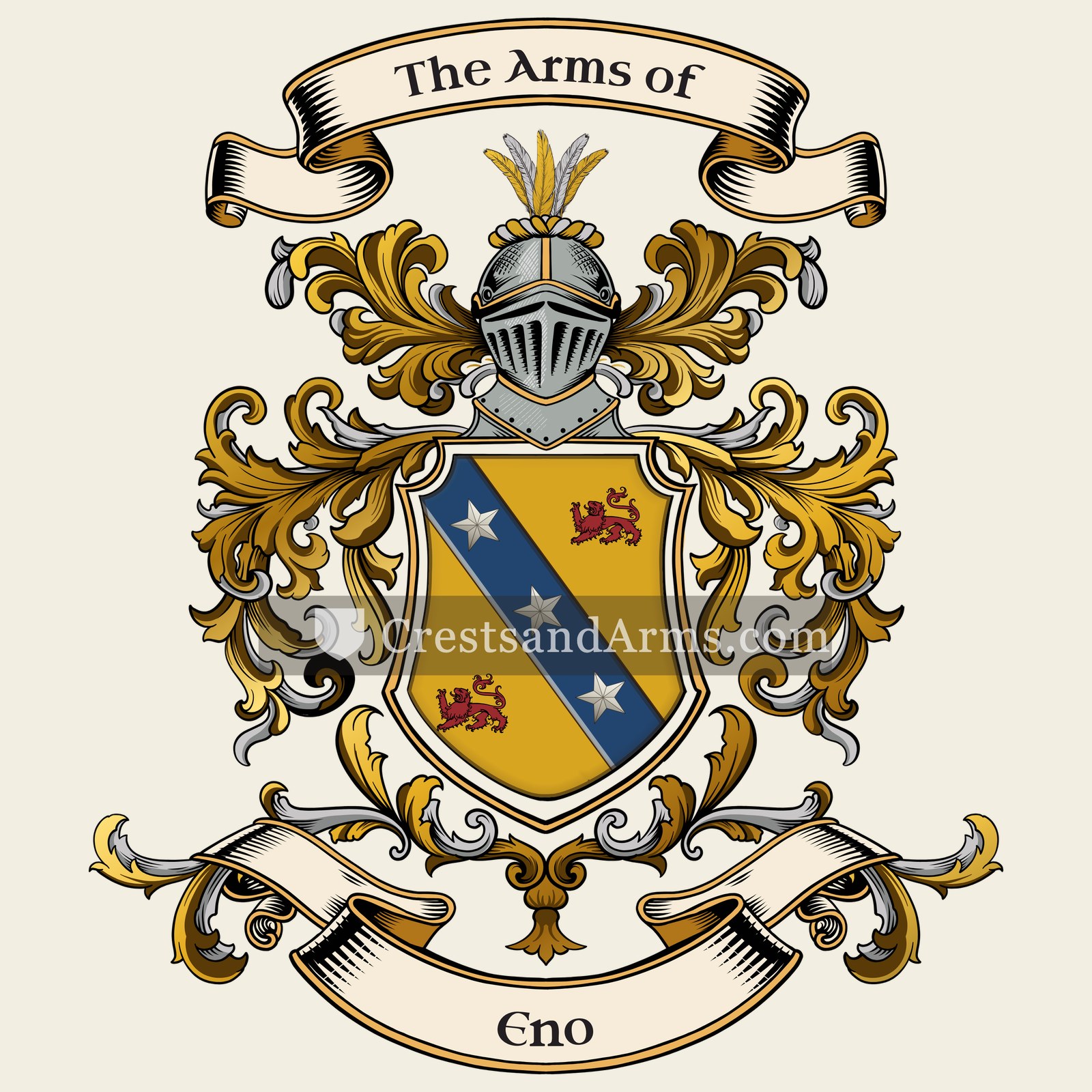 The Eno coat of arms, drawn from the recorded blazon