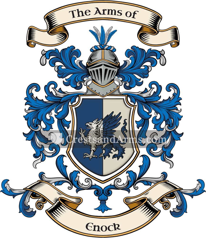 The Enock coat of arms, drawn from the recorded blazon