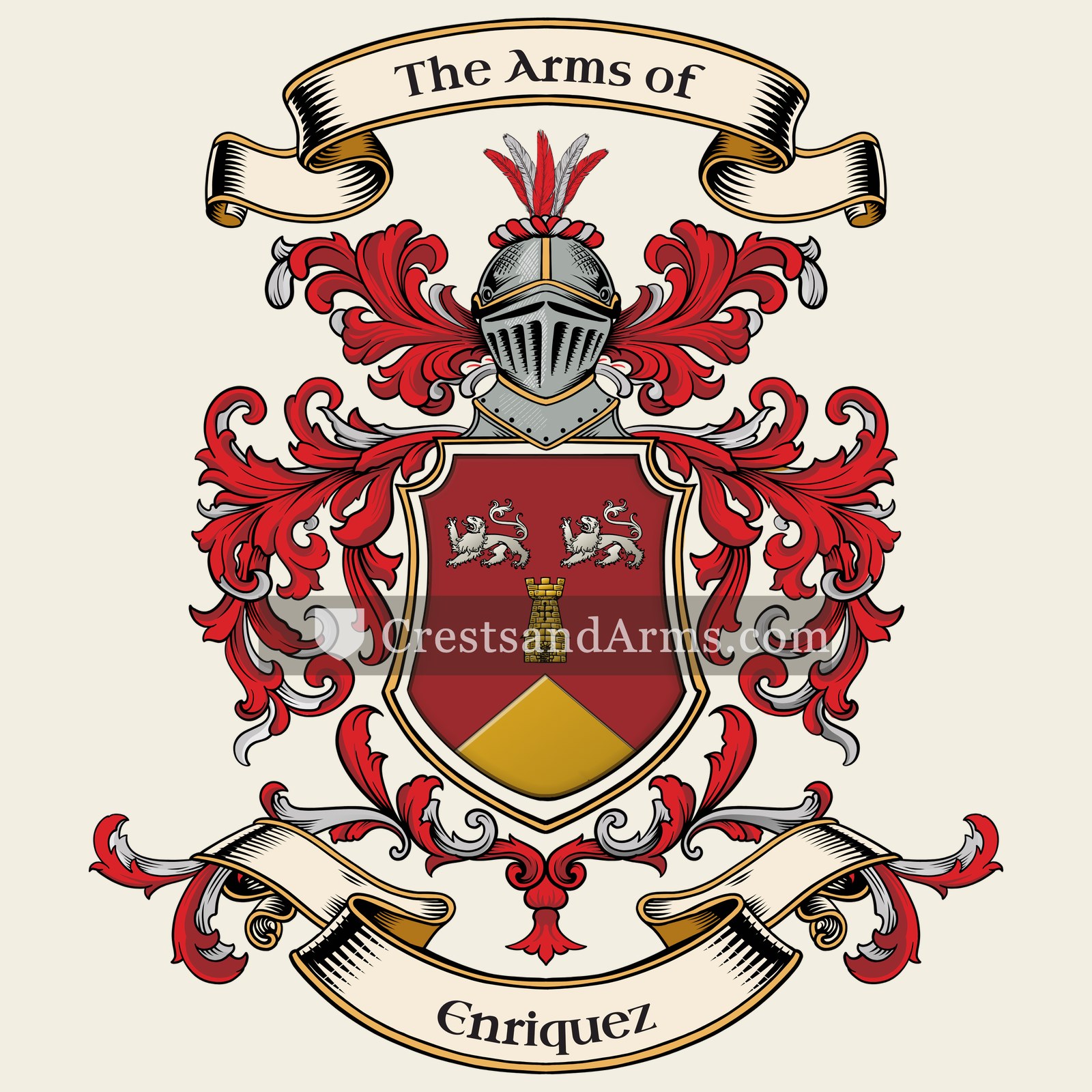 The Enriquez coat of arms, drawn from the recorded blazon