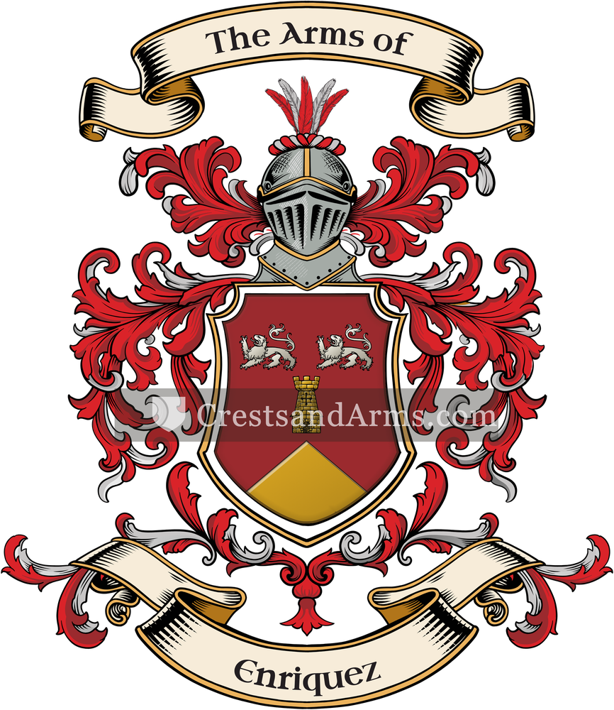 The Enriquez coat of arms, drawn from the recorded blazon