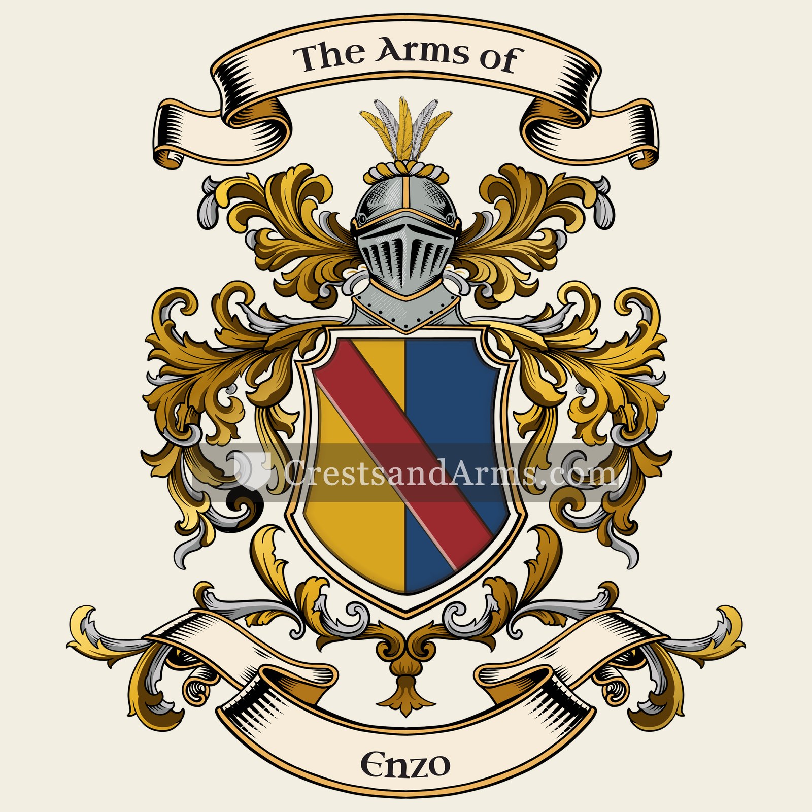 The Enzo coat of arms, drawn from the recorded blazon