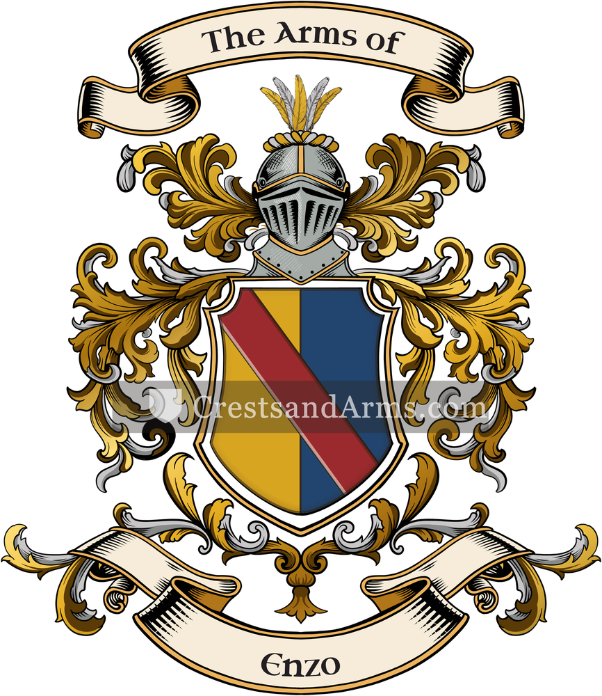 The Enzo coat of arms, drawn from the recorded blazon