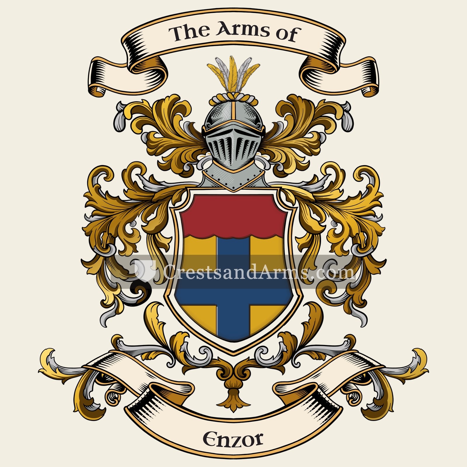 The Enzor coat of arms, drawn from the recorded blazon