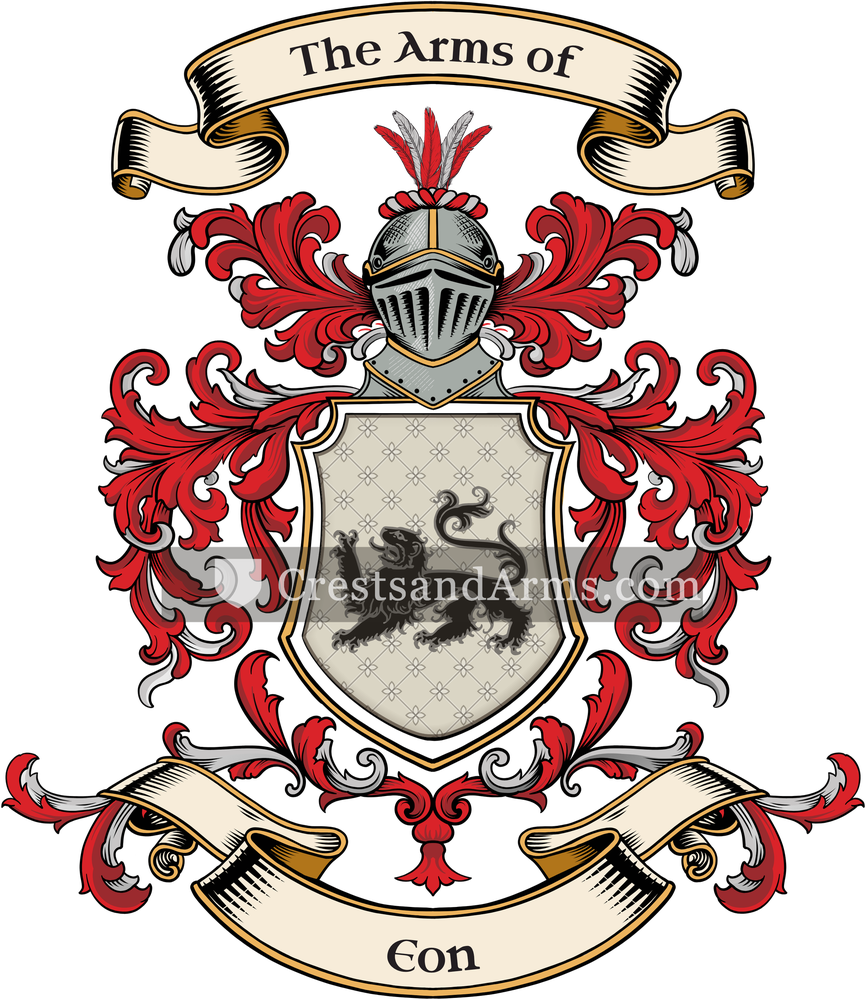 The Eon coat of arms, drawn from the recorded blazon