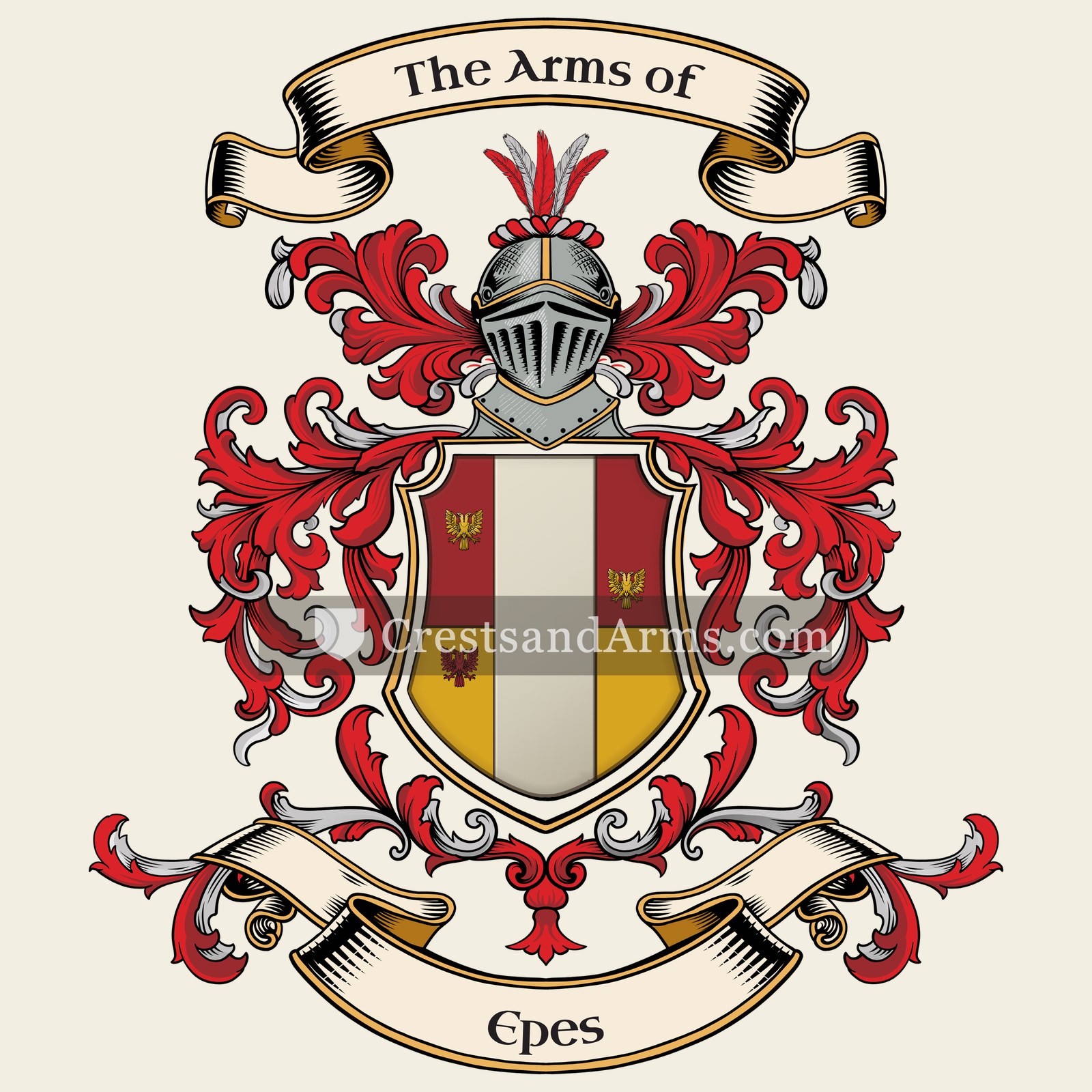 The Epes coat of arms, drawn from the recorded blazon