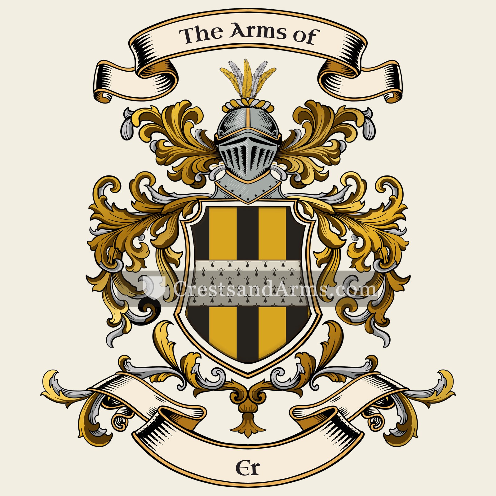 The Er coat of arms, drawn from the recorded blazon
