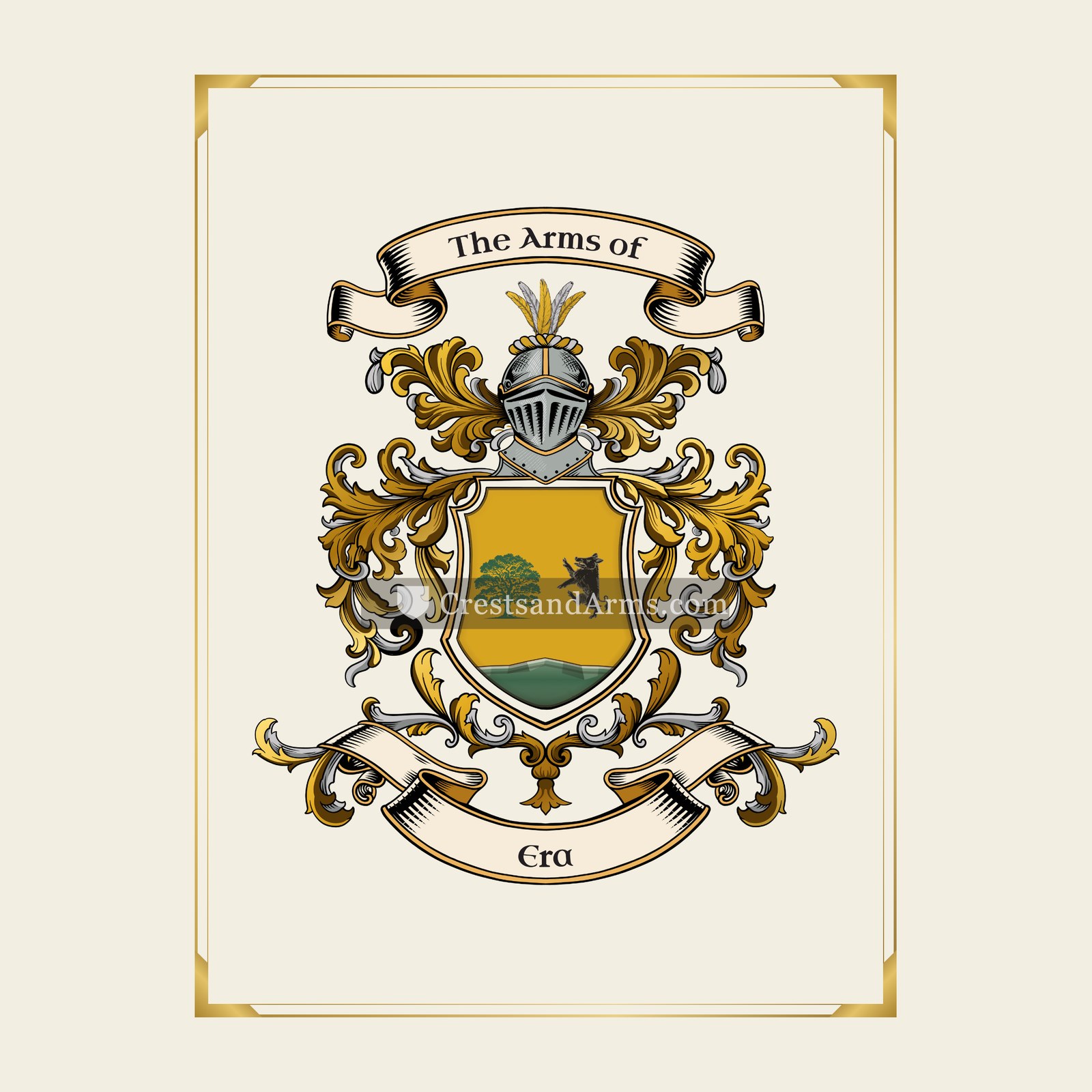 With gold border