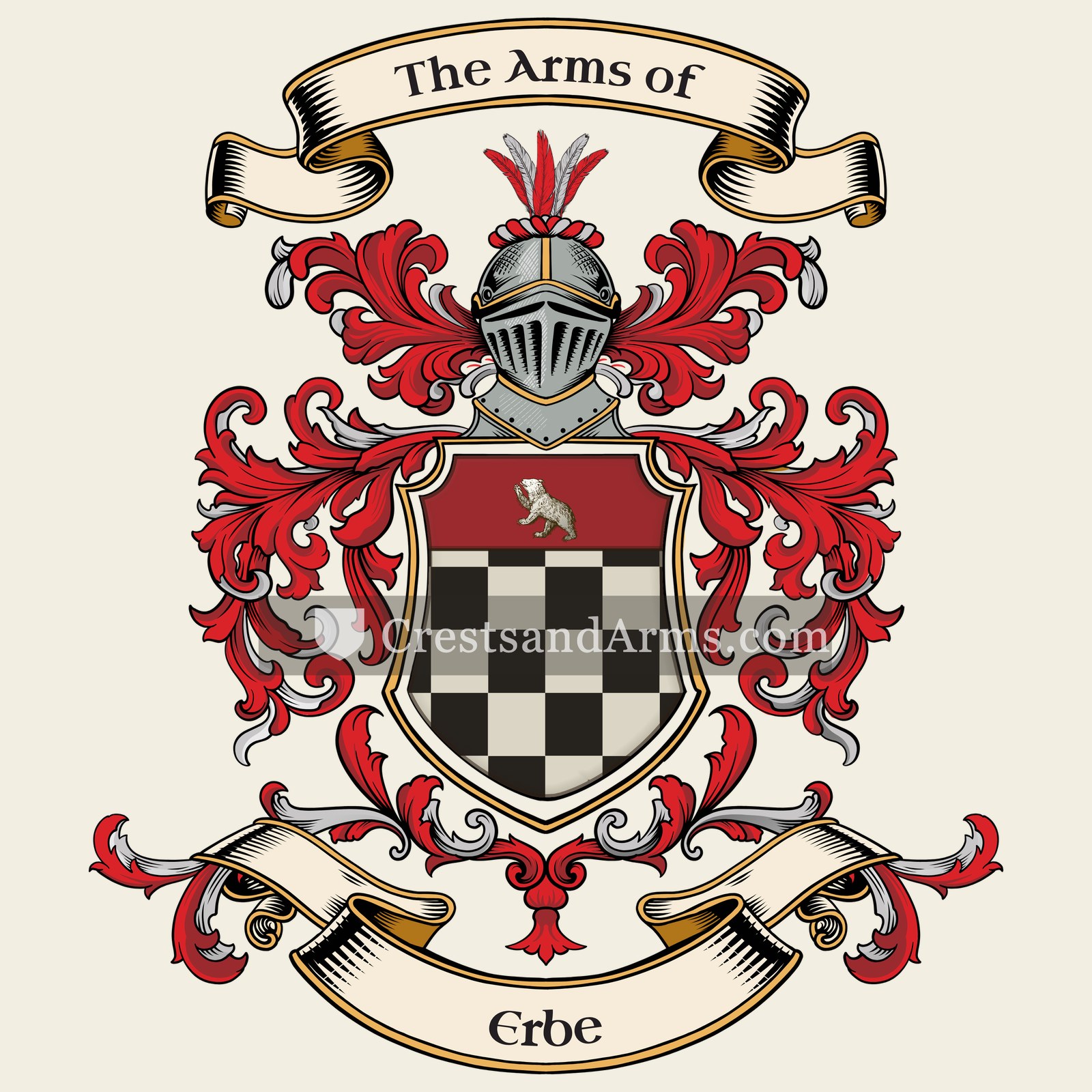 The Erbe coat of arms, drawn from the recorded blazon