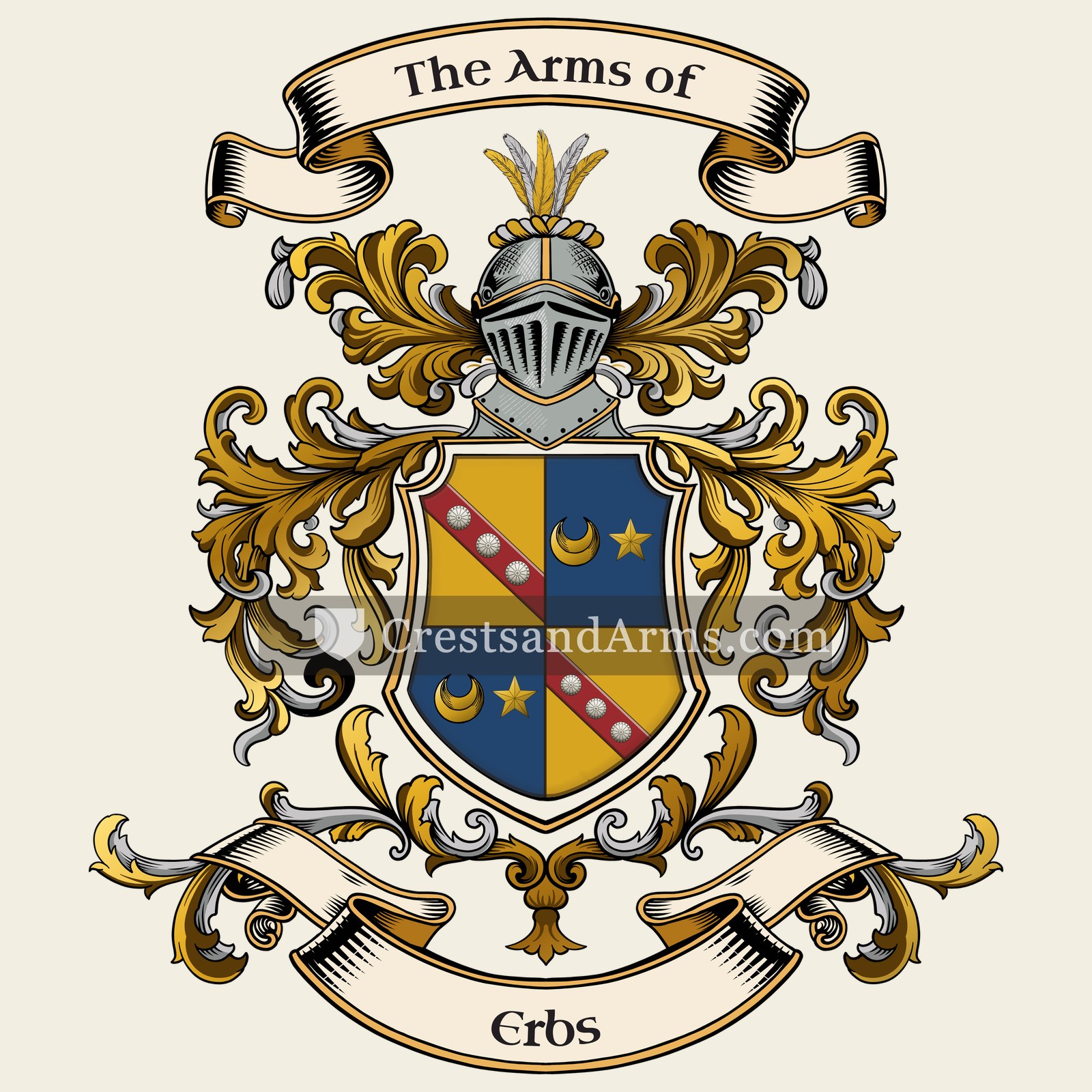 The Erbs coat of arms, drawn from the recorded blazon