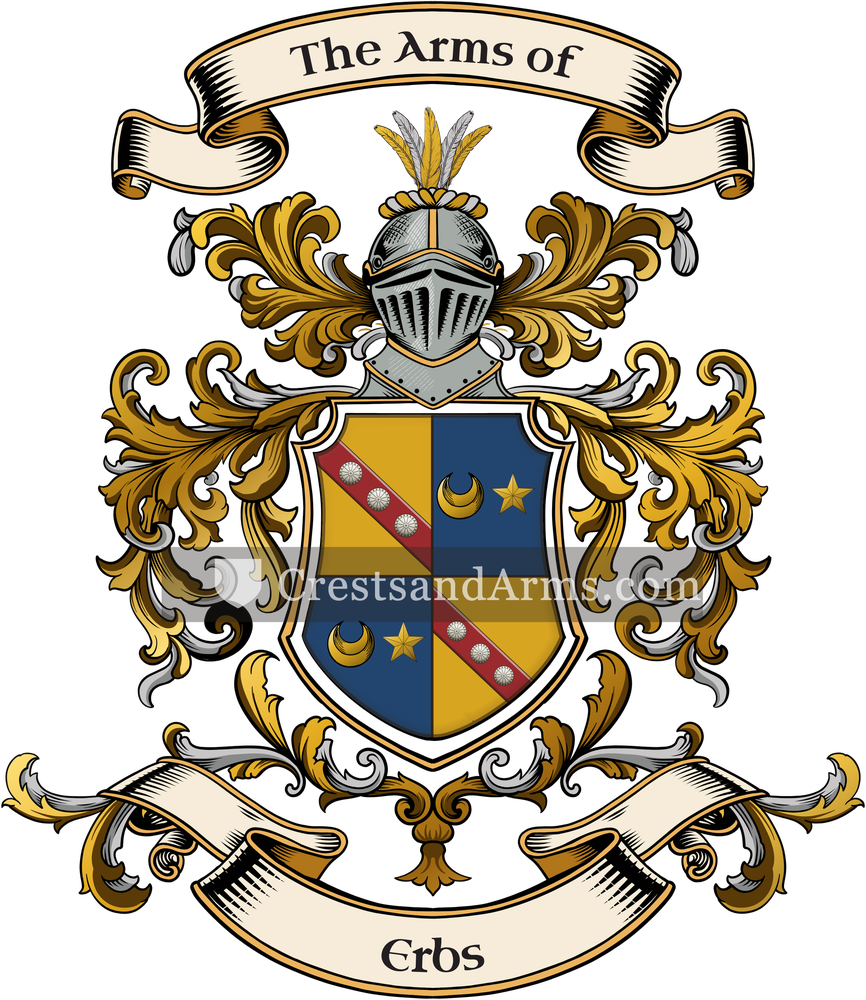 The Erbs coat of arms, drawn from the recorded blazon